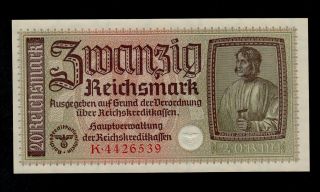 Germany 20 Reichsmark (1940 - 45) Pick R139a Unc Banknote. photo