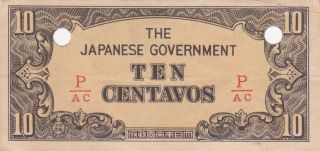 Philippines: 10 Centavos (p/ac) Japanese Invasion Money,  (1942),  P - 104b photo