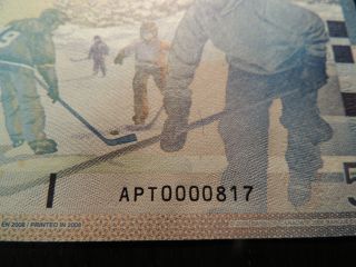 2006 Bank Of Canada $5 Five Dollars Low Serial Number Apt 0000817 Printed 2008 photo