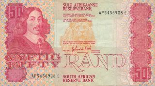A South African 1984 3rd Issue Fifty Rand Banknote G.  P.  C De Kock photo