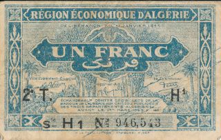 A 1944 Region Economique D ' Algerie Two Franc Banknote photo