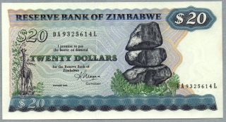 20 Dollars Zimbabwe Uncirculated Banknote,  1983,  Pick 4 photo