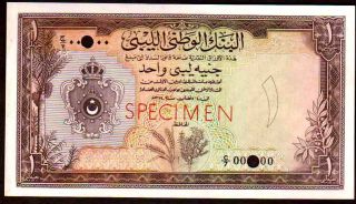 Libya Specimen 1 Pound Banknote King Idris Era Printer ' S Proof By Bw&c Unc photo