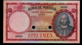 Portugal Specimen 20 Escudos Printer ' S Proof By Bw&c Unc (in Diff Color) photo