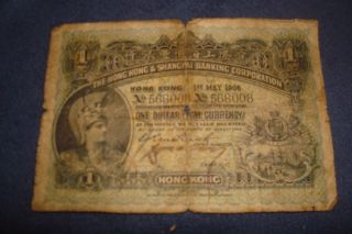 1906 Hong Kong & Shanghai Banking Corp.  1 (one) Dollar Banknote photo