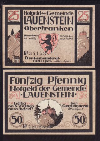 Germany Notgeld - Lauenstein - 25,  50 Pfennig photo