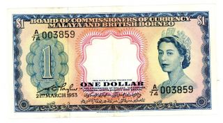 Malaya And Briths Borneo … P - 1 … 1 Dollars … 1953 … Xf, photo