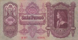 100 Pengo 1930 From Hungary,  Vf,  Crispy Historic Note photo