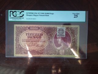 Hungary National Bank 1945 10,  000 Pengo Pcgs Graded Very Fine 25 Pick 119c photo