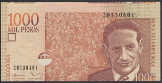 2011 Colombia 1000 Pesos - Misprint Miscut - Unc Error Note photo