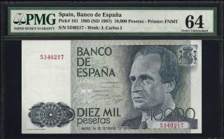 Spain 10000 (10.  000) Pesetas 1985 - Pmg 64 - Unc photo