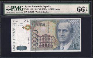 Spain 10000 (10.  000) Pesetas 1992 - Pmg 66 Epq - Unc photo