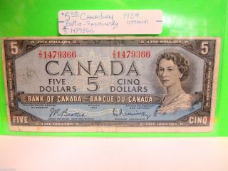 1 - 1954 Ottowa $5 - Canadian Bank Note photo