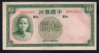 China 10 Yuan 1937 Xf,  Verry Rare photo