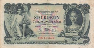 100 Korun From Czechoslovakia 1931 Rare Type,  Fine Note photo