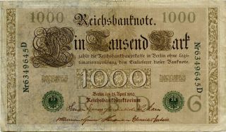 Germany 1000 Mark 1910 Nr6349645d photo