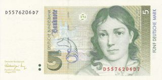 5 Deutsch Mark 1991 Extra Fine,  Valuable Note photo