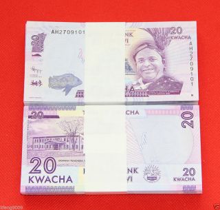 Malawi 100 X 20 Kwacha Banknote Unc Pack Bundle 2012 photo