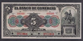 Honduras El Banco De Comercio 5 Peso 1915 Ps143 Choice Unc photo