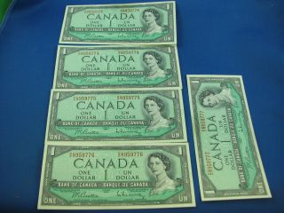 1954 $1 Bank Of Canada Pz Consecutive Ay Consecutive Beattie Rasminsky photo