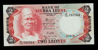 Sierra Leone 2 Leones 1985 B/160 Pick 6h Unc -. photo