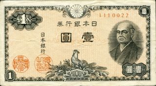 Japan 1 Yen N/d (1946) P - 85 Vf Circulated Banknote photo