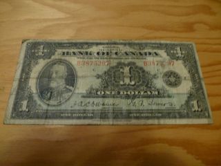 Bank Of Canada 1935 Dollar Bill Serie B Vg 1 Dollar B3875297 photo