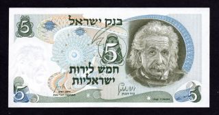 Israel 5 Lirot 1968 (p - 34b) Albert Einstein - Red S/n - Unc photo