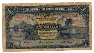 1939 Gov ' T Of Trinidad & Tobago One Dollar,  