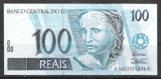 M900 - Brazil 100 Reais 1994 Signature 33 Serial Aa 00270 P247 Unc Banknote photo