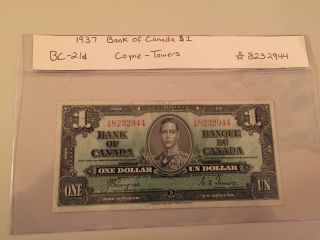 1937 Canada $1 Dollar Bill photo