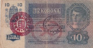 Extremely Rare 10 Korona/kronen With 2 Kind Of Overstamp On The Same Side photo