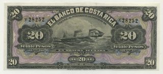 Costa Rica 20 Colones 1899 Pick S165r Unc Uncirculated Banknote photo