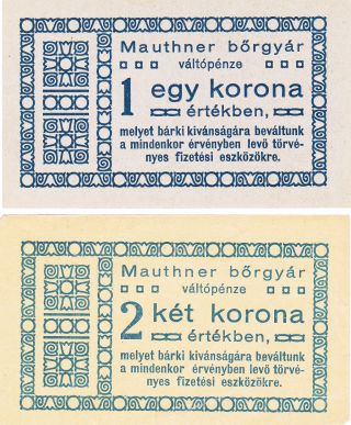 1&2 Korona Emergency Issue Note 1919 Hungary Rr photo