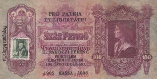 Rare Commemorative Overprint On 100 Pengo 1930 Note Hungary photo