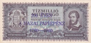 Rare Commemorative Overprint On 10 000 000 Milpengo 1946 Note Hungary photo