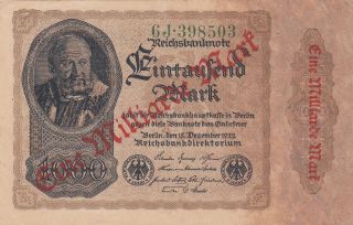 1 000 000 000 Reichs Marks From Germany From 1923 Very Fine Note photo