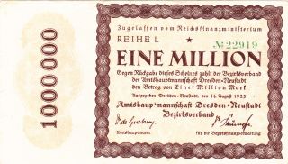 1 000 000 Marks From Germany From 1923 Very Fine Note photo
