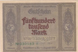 500 000 Marks From Germany From 1923 Very Fine Note photo