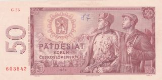 50 Korun From Czechoslovakia Vf Rare Note High Value photo