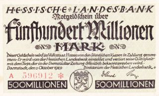 500 000 0000 Marks From Germany From 1923 Extra Fine Note photo