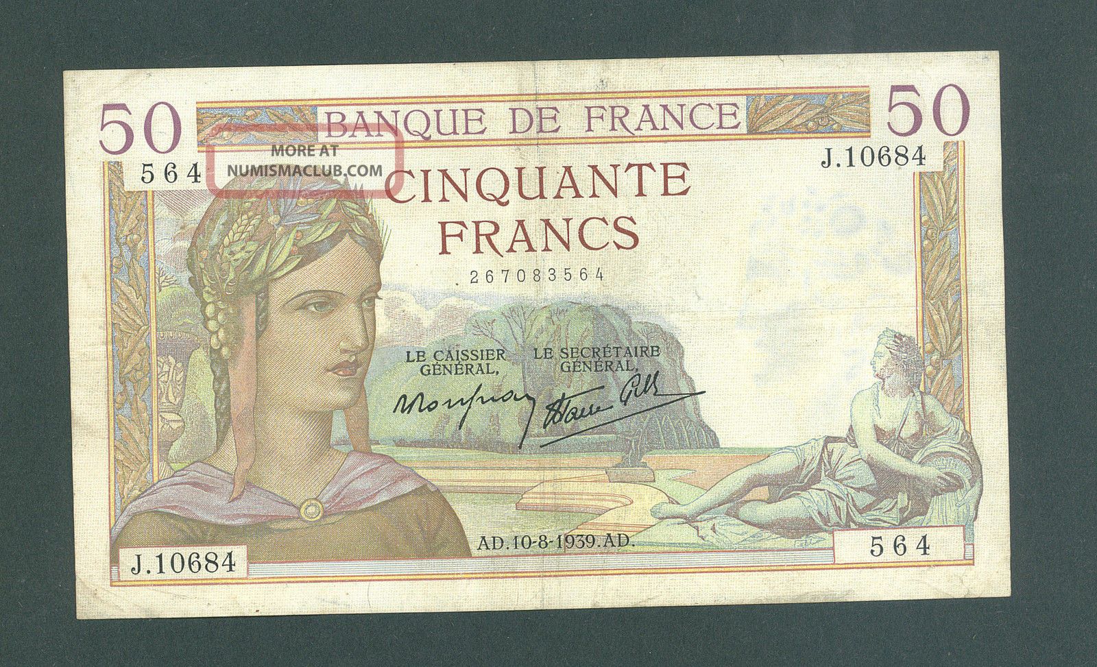 3 France Banque De France 50 100 500 Francs 1939 - 1941 V/g