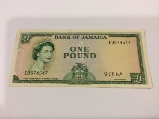1960 Jamaica P - 51 One Pound Note photo