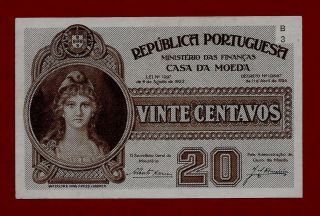 Portugal Portuguese 20 Centavos 1922 P - 102 Au See Scan (brazil Spain France) photo