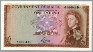 1 Pound Malta Uncirculated Banknote,  L.  1949 (1963),  Pick 26 - A photo