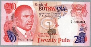 20 Pula Botswana Uncirculated Banknote,  N/d 1982 Issue,  Pick 10 - A photo