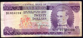 1973 Barbados 20 Dollar Note photo