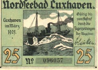 Xxx - Rare German Notgeld 25 Pfennig Banknote Cuxhaven 1921 photo