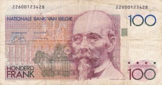 1978 - 1981 Belgium 100 Francs (signature Only On Face) Banknote photo