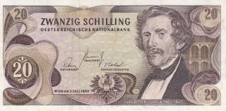 1967 Austria 20 Shilling Banknote photo